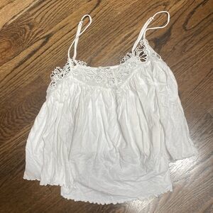 Free People White Lace Spaghetti Straps Crop Top